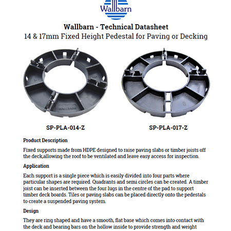 14 & 17mm Fixed Height Pedestal for Paving or Decking 14 & 17mm Fixed Height Pedestal for Paving or Decking