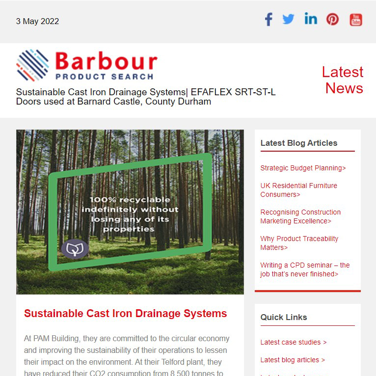 Sustainable Cast Iron Drainage Systems|  EFAFLEX SRT-ST-L Doors used at Barnard Castle, County Durham