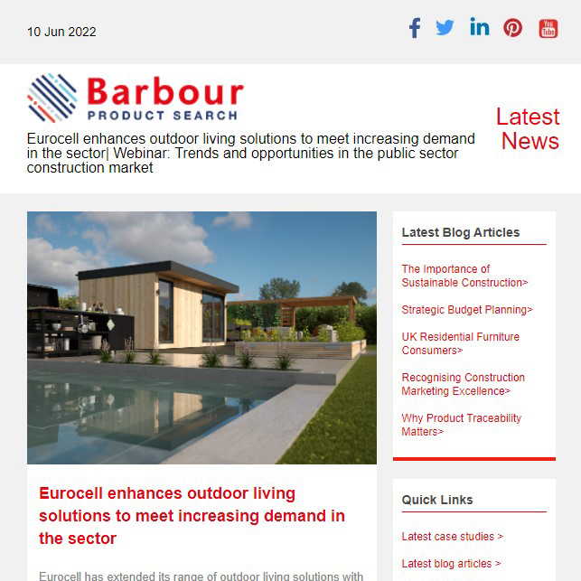 Eurocell enhances outdoor living solutions to meet increasing demand in the sector|  Webinar: Trends and opportunities in the public sector construction market