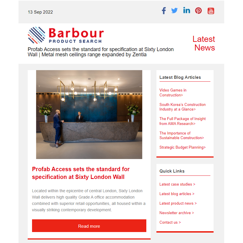 Profab Access sets the standard for specification at Sixty London Wall |  Metal mesh ceilings range expanded by Zentia