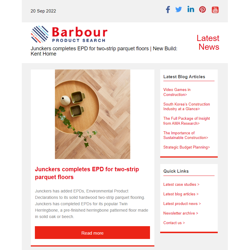 Junckers completes EPD for two-strip parquet floors | New Build: Kent Home