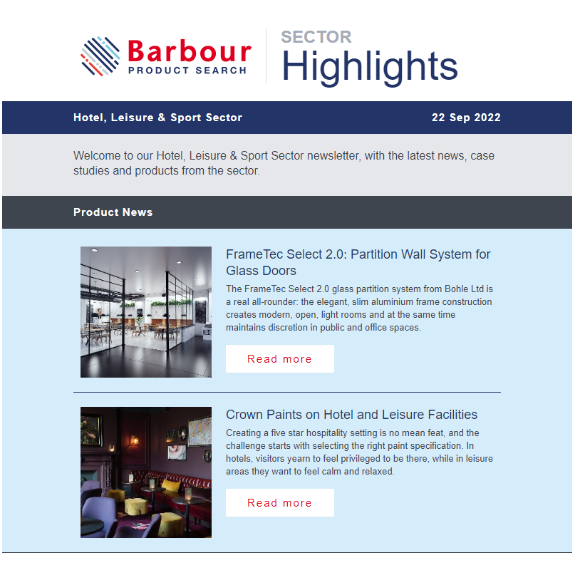 Hotel, Leisure & Sport Sector Highlights | Latest product news, case studies and more