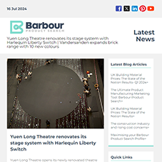 Barbour Product Search:  Yuen Long Theatre renovates its stage system with Harlequin Liberty Switch | Vandersanden expands brick range with 10 new colours