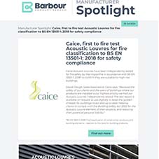 Caice, first to fire test Acoustic Louvres for fire classification to BS EN 13501-1: 2018 for safety compliance