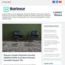 Latest News from Barbour Product Search: Rawson Carpet Solutions Unveils URBAN CAMO: A Carbon-Neutral, Versatile Carpet Tile |  Why You Should Turn Your Heating ON in Late September