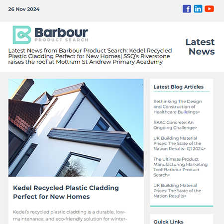 Latest News from Barbour Product Search: Kedel Recycled Plastic Cladding Perfect for New Homes | SSQ’s Riverstone raises the roof at Mottram St Andrew Primary Academy