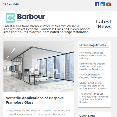 Latest News from Barbour Product Search:   Versatile Applications of Bespoke Frameless Glass |SSQ’s exceptional slate contributes to award-nominated heritage restoration