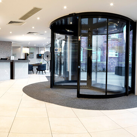 Revolving entrance for guests at elegant DoubleTree Hilton Revolving entrance for guests at elegant DoubleTree Hilton