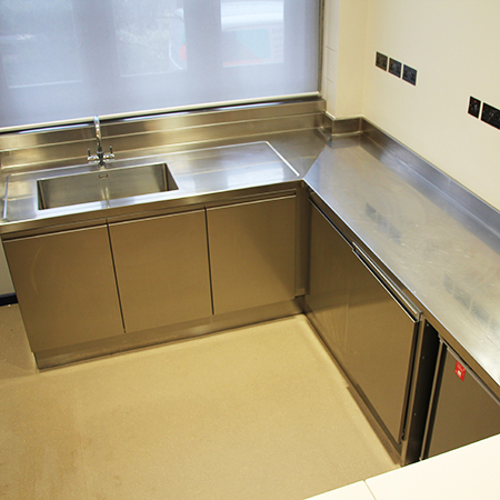 Bespoke stainless-steel units and worktop for historic London venue Bespoke stainless-steel units and worktop for historic London venue