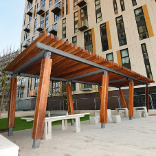Timber and Steel Canopy for Salford Development Timber and Steel Canopy for Salford Development