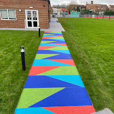 Bright Beginnings for this school with new colourful resin bound recycled glass pathways Bright Beginnings for this school with new colourful resin bound recycled glass pathways