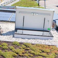 Sloped Roof Access Hatch and Retractable Ladder Sloped Roof Access Hatch and Retractable Ladder