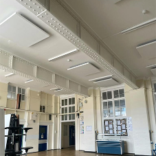 Hush Acoustics absorber panels cut nuisance noise within school dining hall Hush Acoustics absorber panels cut nuisance noise within school dining hall
