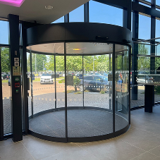 Large Automatic Entrance Pod Creates Striking Office Reception