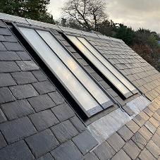 Clement Conservation Rooflights installed into Welsh slate roof Clement Conservation Rooflights installed into Welsh slate roof