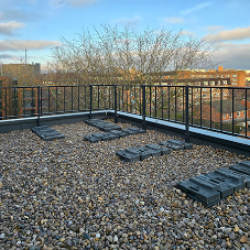 Freestanding Barrial V Edge Protection Installed at Grove Street Residential Blocks, Liverpool