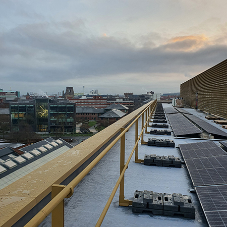 Dani Alu Barrial Freestanding specified for rooftop safety at Base Building, Manchester Science Park
