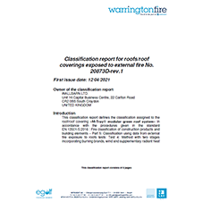 Certification: M-Tray B ROOF t4 Classification Report
