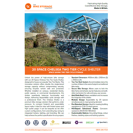 20 SPACE CHELSEA TWO TIER CYCLE SHELTER 20 SPACE CHELSEA TWO TIER CYCLE SHELTER