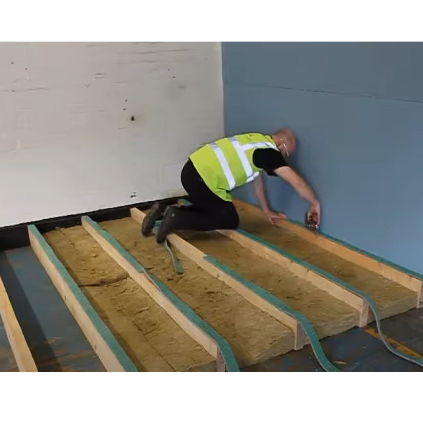 Hush-10 Acoustic Joist Strip: a sound insulating joist treatment for floating flooring Hush-10 Acoustic Joist Strip: a sound insulating joist treatment for floating flooring