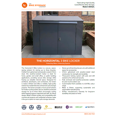Horizontal 3 Bike Locker Specification Sheet Horizontal 3 Bike Locker Specification Sheet