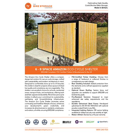6 - 8 SPACE AMAZON ECO CYCLE SHELTER 6 - 8 SPACE AMAZON ECO CYCLE SHELTER