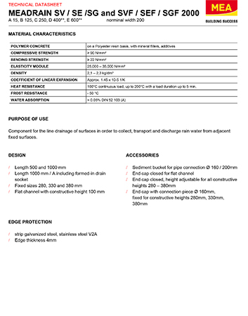 MEADRAIN SV / SE /SG & SVF / SEF / SGF 2000 MEADRAIN SV / SE /SG & SVF / SEF / SGF 2000