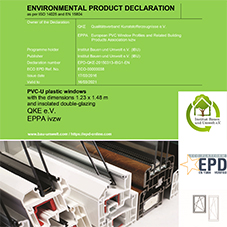 EPD PVC-U window (1,23 x 1,48 m) with insulated double glazing