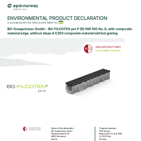 EPD: BG-Graspointner GmbH – BG-FILCOTEN pro P (R) NW 100 No. 0, with composite material