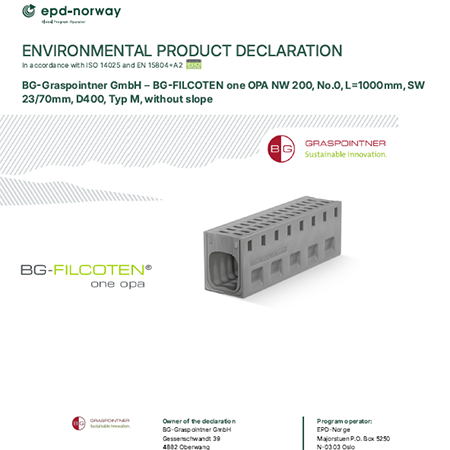 EPD: BG-Graspointner GmbH – BG-FILCOTEN one OPA NW 200,