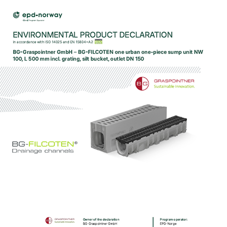 EPD: BG-Graspointner GmbH – BG-FILCOTEN one urban one-piece sump unit NW 100