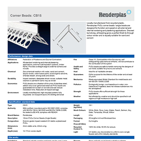 Renderplas Corner Beads: CB15