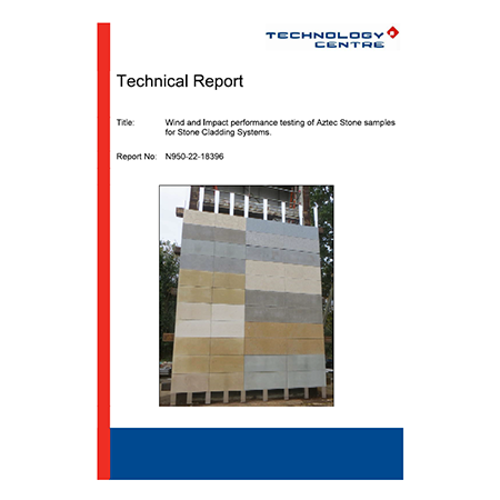Wind and impact performance testing of Aztec Stone samples for Stone Cladding Systems Wind and impact performance testing of Aztec Stone samples for Stone Cladding Systems