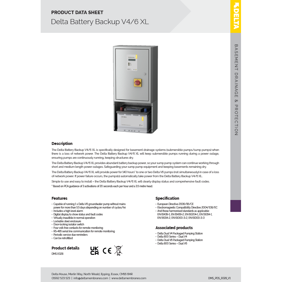Delta Battery Backup V4/6 XL Delta Battery Backup V4/6 XL