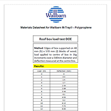 Materials Datasheet for Wallbarn M-Tray® - Polyproplene