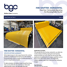 Horizontal Fire Shutter | Four Hour Horizontally Operating Fire Resisting Roller Shutter