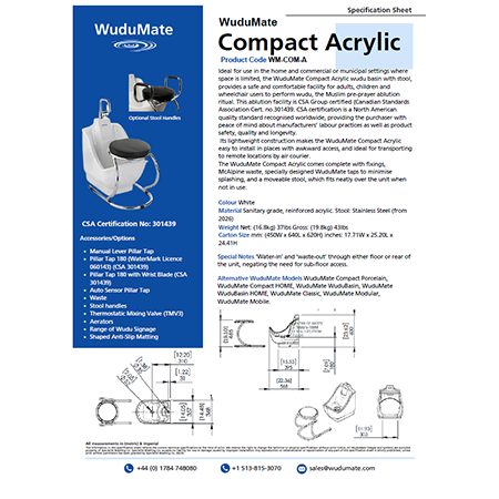 WuduMate Compact Acrylic Specification Sheet WuduMate Compact Acrylic Specification Sheet
