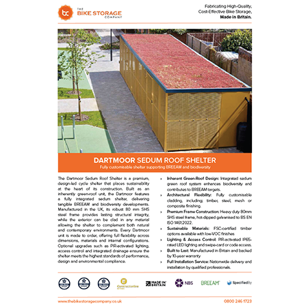 Dartmoor Cycle Shelter Specification Sheet Dartmoor Cycle Shelter Specification Sheet