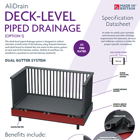 Deck - Level Piped Drainage Specification Sheet Deck - Level Piped Drainage Specification Sheet