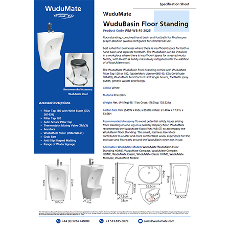 WuduBasin Floor Standing Specification Sheet WuduBasin Floor Standing Specification Sheet