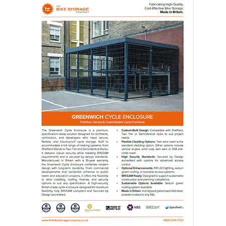 Greenwich Cycle Enclosure Specification Sheet Greenwich Cycle Enclosure Specification Sheet