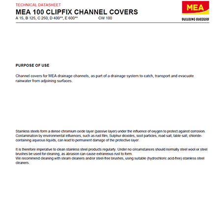 MEA 100 CLIPFIX CHANNEL COVERS MEA 100 CLIPFIX CHANNEL COVERS