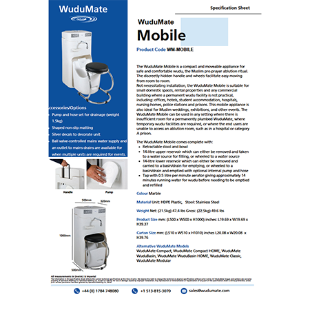 WuduMate Mobile Specification Sheet WuduMate Mobile Specification Sheet