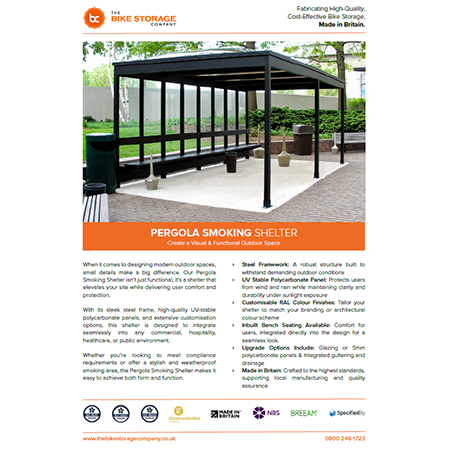 Pergola Smoking Shelter Specification Sheet Pergola Smoking Shelter Specification Sheet