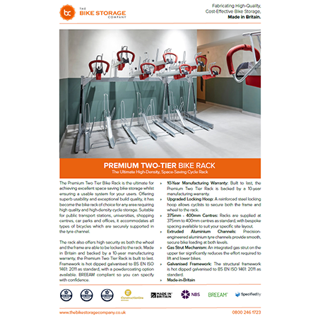 Premium Two Tier Cycle Rack Specification Sheet Premium Two Tier Cycle Rack Specification Sheet