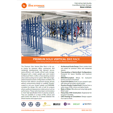 Premium Solo Vertical Bike Rack Specification Sheet Premium Solo Vertical Bike Rack Specification Sheet