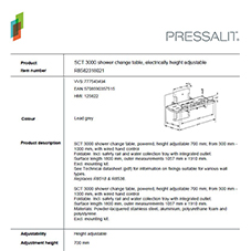 Pressalit 3000 Shower / Change Table Pressalit 3000 Shower / Change Table