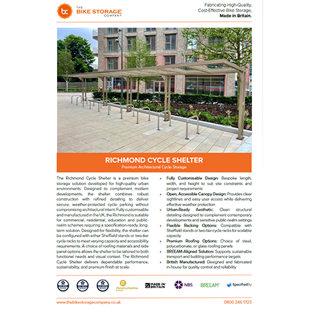 Richmond Cycle Shelter Specification Sheet Richmond Cycle Shelter Specification Sheet