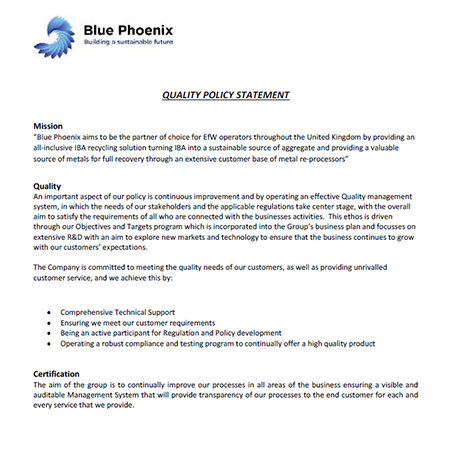 Blue Phoenix Quality Policy Blue Phoenix Quality Policy