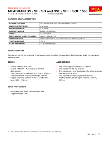 MEADRAIN SV / SE / SG and SVF / SEF / SGF 1500 MEADRAIN SV / SE / SG and SVF / SEF / SGF 1500